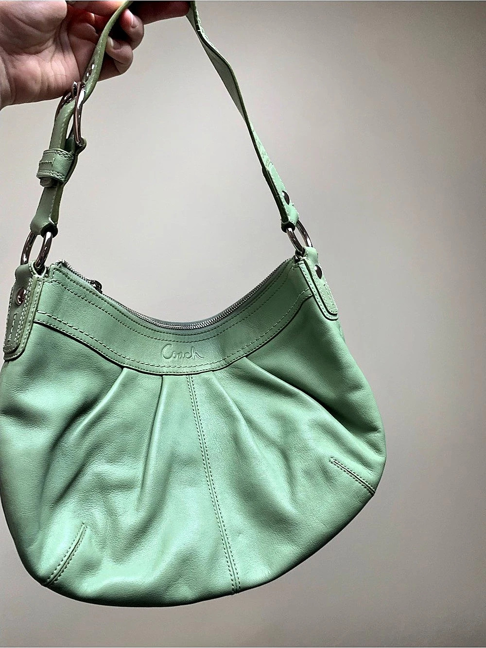 Coach Leather Shoulder Bag in Green